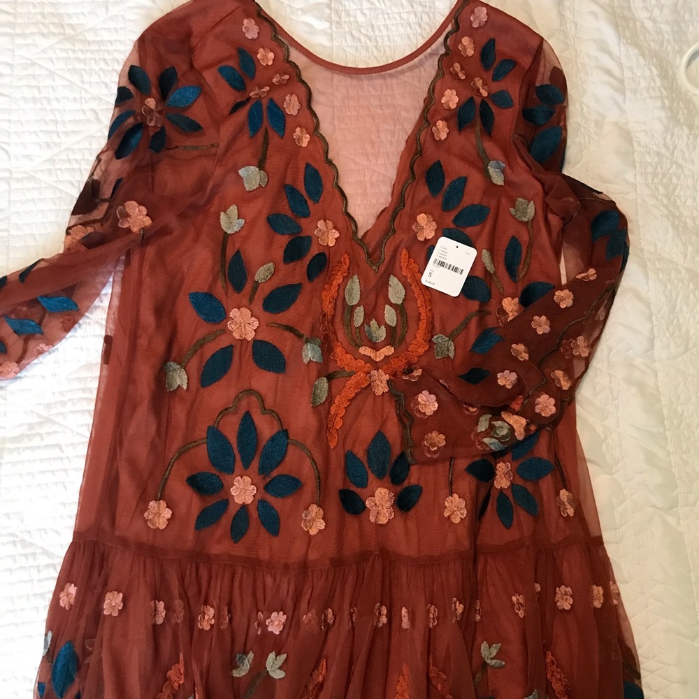 NWOT free people hearts are wild dress in rust